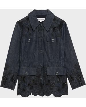 Veronica Beard Kiki Embroidered Chambray Jacket - Blue