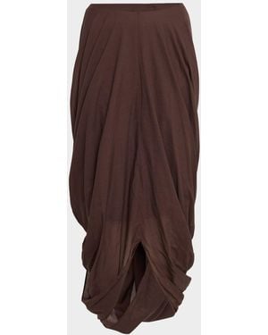 TOTEME Cocoon Drape Cotton-Blend Midi Skirt - Brown