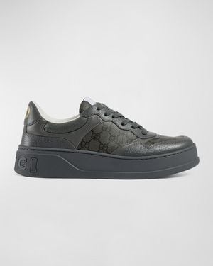 Gucci Chunky B Leather And Canvas Low-top Sneakers - Gray