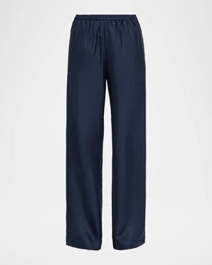 Loulou de Saison Alera Satin Wide-Leg Pants - Blue