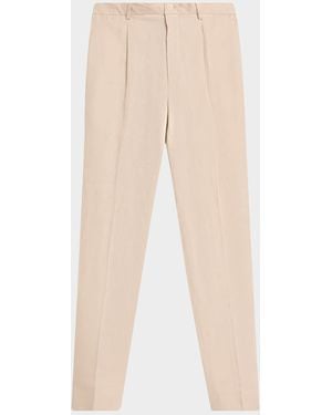 Bugatchi Apos;S Aerolinen Tailored Fit Pleated Pants - Natural