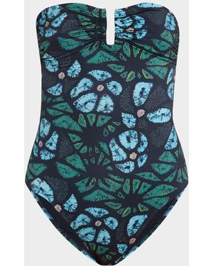 Ulla Johnson Monterey Bandeau One-Piece Swimsuit - Blue