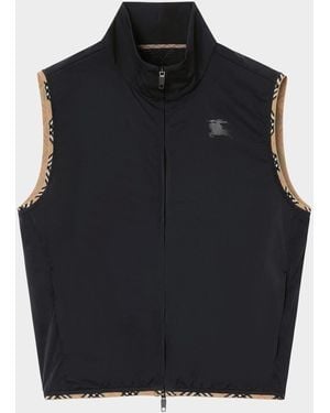 Burberry Aimee Check-Trim Perforated Nylon Vest - Black