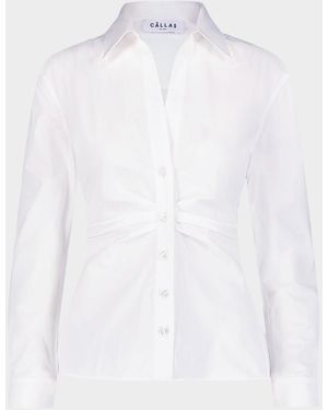 Callas Milano Savile Pleated Button-Down Shirt - White