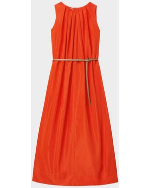 lafayette 148 new york sleeveless pleated a-line maxi dress Lafayette 148 New York Belted Plisse Flared Maxi Dress