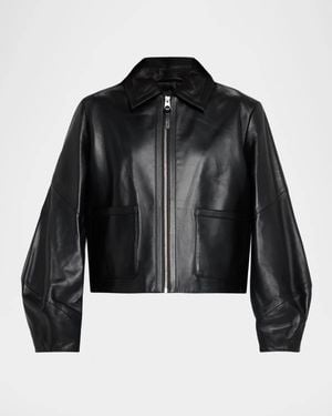 Mackage Solana-L Relaxed-Fit Leather Bomber Jacket - Black