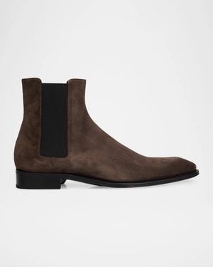 Saint Laurent Apos;S Wyatt Suede Chelsea Boots - Brown