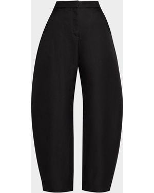 Alaïa High-Rise Wool Round Barrel-Leg Pants - Black