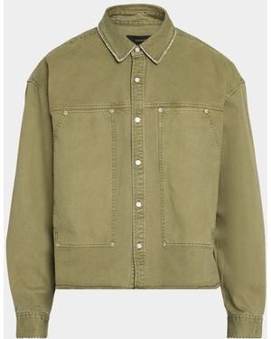 Purple Apos;S Cotton Twill Crop Shirt Jacket - Green