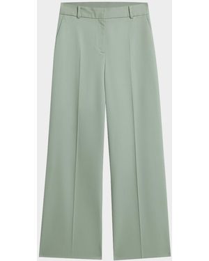 Argent Soho Wide-Leg Seasonless Wool Pants - Green