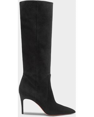 Santoni 85Mm Suede Knee-High Boots - Black