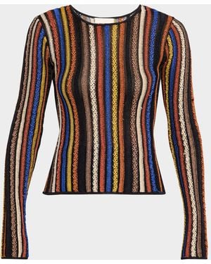 Ulla Johnson Ardith Long-Sleeve Lace Knit Top - Black