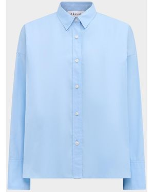 Callas Milano Sirene Button-Down Silk Twill Scarf Shirt - Blue