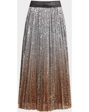 Le Superbe Belinda Pleated Sequined Midi Skirt - Brown
