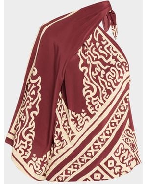 Johanna Ortiz Frontier Poem Silk Scarf Top - Red
