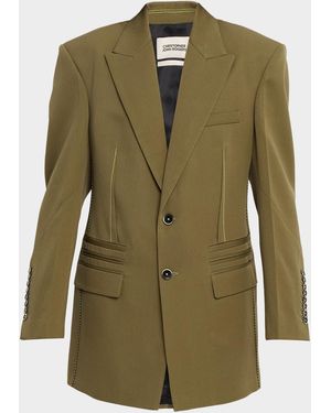 Christopher John Rogers Oversized Cinched-Back Single-Breasted Jacket - Green