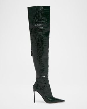Tom Ford Vertigo 105Mm Croc-Embossed Leather Boots - Black