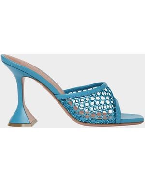 AMINA MUADDI Lupita Net Leather Sandals - Blue