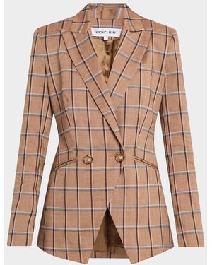 Veronica Beard Rickie Plaid Dickey Jacket - Brown