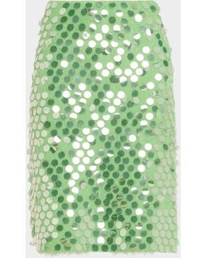 Zankov Delphine Paillettes Mohair-Wool Pencil Skirt - Green