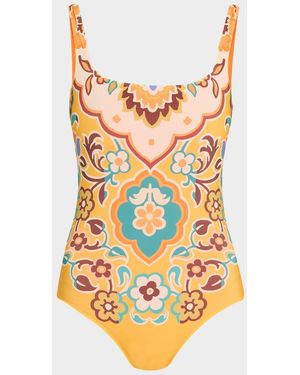 Etro Floral Backless One-Piece Swimsuit - Orange