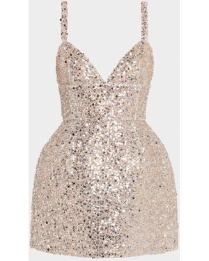 Bronx and Banco Tessa Deep V-Neck Sequin Mini Dress - Natural