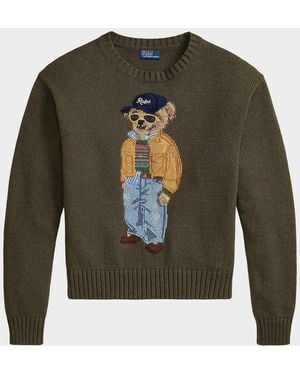Polo Ralph Lauren Polo Bear Cotton Crewneck Sweater - Green