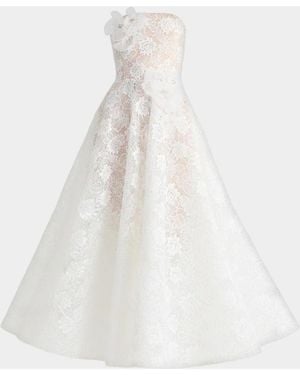 HELSI Sophie Strapless Floral Lace Gown - White