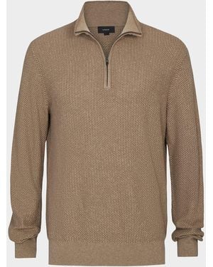 Vince Geometric Jacquard Quarter-Zip Sweater - Natural