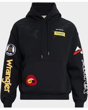 Avirex X Wrangle & Apos;S Multi-Patch Cotton Hoodie - Blue