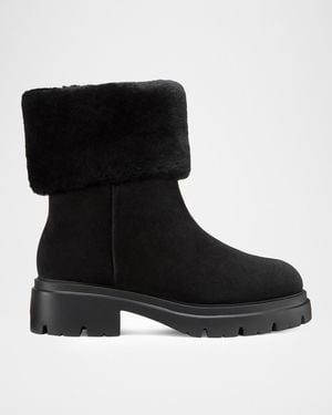 Stuart Weitzman Hudson Shearling-Lined Suede Booties - Black