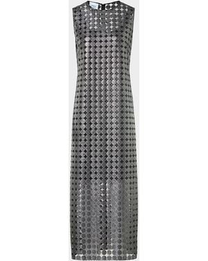 Akris Punto Metallic Dot-On-Tulle Embroidered Midi-Dress - White