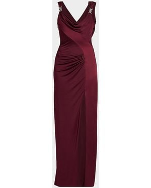 Versace Ruched Jersey Gown - Red