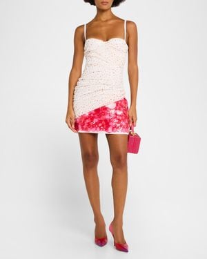 Des Phemmes Sleeveless Ruched Sequin Mini Dress - Red