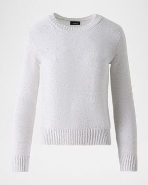 Akris Linen-Blend Sequin Sweater - White