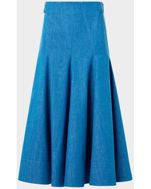 Akris Pleated Stretch Midi Skirt - Blue