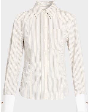Veronica Beard Rourke Striped Shirt - Natural