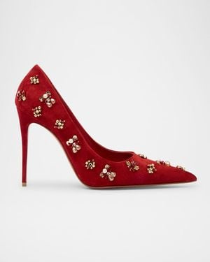 Christian Louboutin Mix Kate 100 Suede Sole Pumps - Red