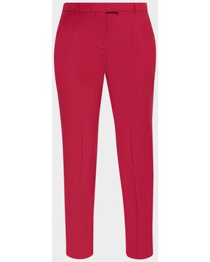 McQueen Certified Wool Mohair Slim-Leg Ankle Pants - Red