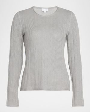 TSE Superfine Cashmere Mesh Crewneck - Gray