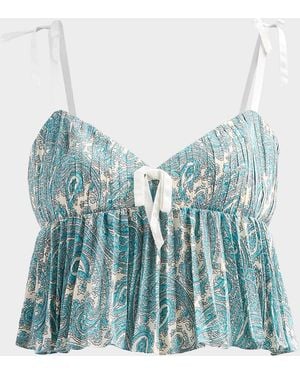 Cinq À Sept Hendrix Orianna Paisley Crop Top - Blue