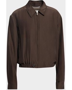 Saint Laurent Apos;S Viscose And Silk Blouson Jacket - Brown