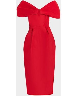 Carolina Herrera Off-The-Shoulder Midi Column Dress - Red
