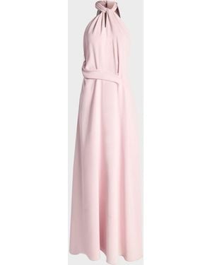Kate Barton Kate Twist-Front Halter Crepe Gown - Pink
