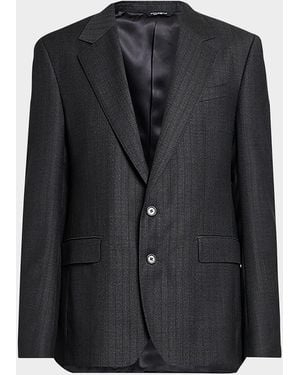 Dolce & Gabbana Apos;S Wool Tonal Stripe 2-Button Suit Jacket - Black