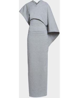 Issey Miyake Allow Sculptural Cape Maxi Dress - Gray