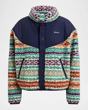 Polo Ralph Lauren Fair Isle High-Pile Fleece Jacket - Blue