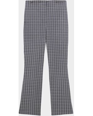 Theory Plaid High-Rise Kick-Flare Pants - Gray