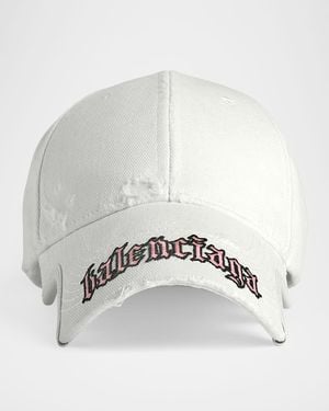 Balenciaga Blackletter Script Logo Baseball Cap - Gray