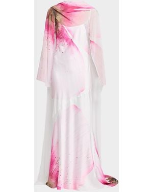 Significant Other Devlyn Floral Satin Georgette Gown - Pink